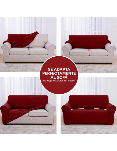 Funda de Sofá de 4 Plazas con Elástico Color Sólido Antimanchas de Tejido Piqué