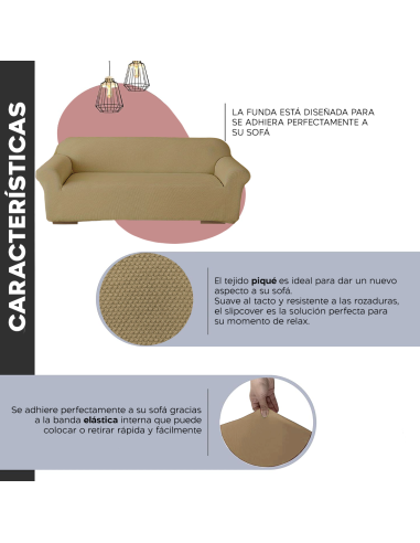 Funda de Sofá de 4 Plazas con Elástico Color...