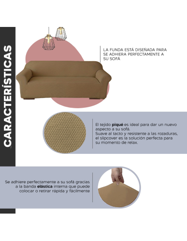 Funda de Sofá de 4 Plazas con Elástico Color...
