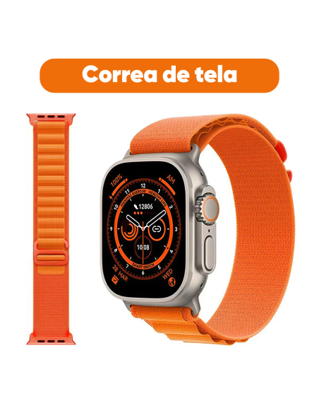 Smartwatch Ultra 49mm, 7 pulseras, notificaciones y llamadas iOS/Android
