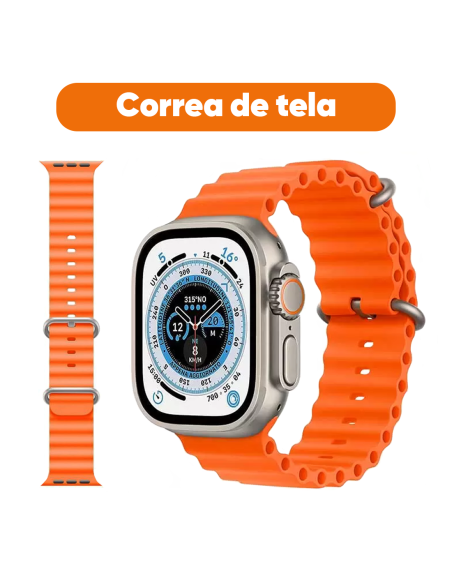 Smartwatch Ultra 49mm, 7 pulseras, notificaciones y llamadas iOS/Android