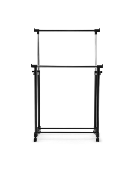 Perchero Doble Barra Altura Ajustable Ruedas Giratorias y Reposapiés