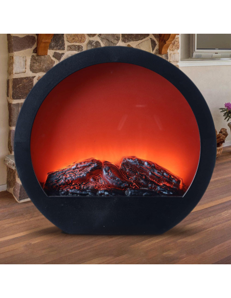 Chimenea Decorativa Redonda Moderna con LED Efecto Llama a Batería