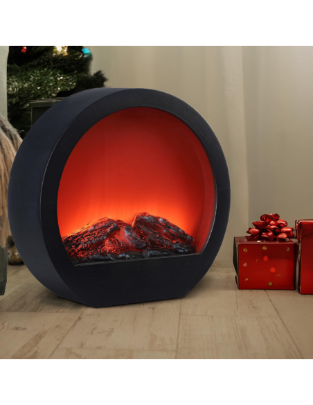 Chimenea Decorativa Redonda Moderna con LED Efecto Llama a Batería