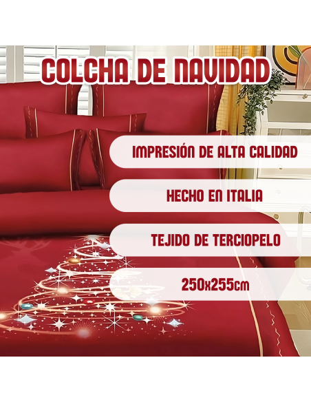 Edredón Matrimonial de Vellón con Estampado Digital de Navidad.