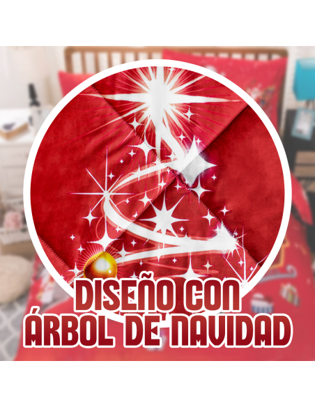 Edredón Matrimonial de Vellón con Estampado Digital de Navidad.