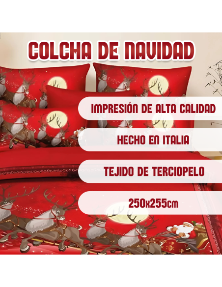 Edredón de Vellón con Estampado de Renos de Navidad, Ideal para Invierno