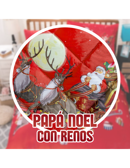 Edredón de Vellón con Estampado de Renos de Navidad, Ideal para Invierno