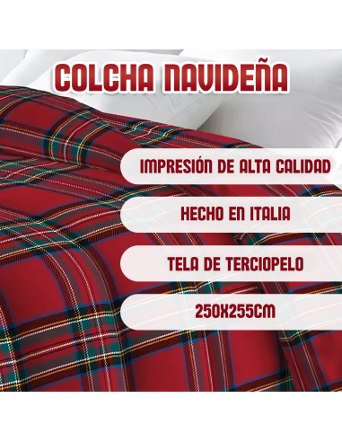 Edredón Matrimonial de Terciopelo TARTÁN,...