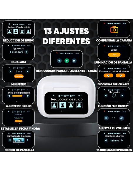 Auriculares A9 Pro, Bluetooth 5.4, inalámbricos, pantalla LED, sonido HI-FI