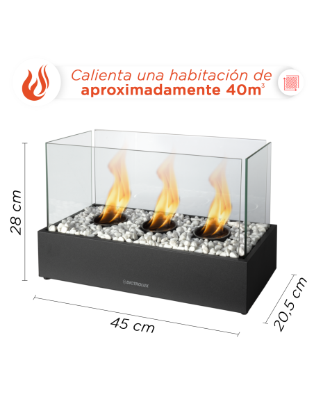 Chimenea Eléctrica de Bioetanol 1100W de Mesa Llama Real 45x20.5x28cm