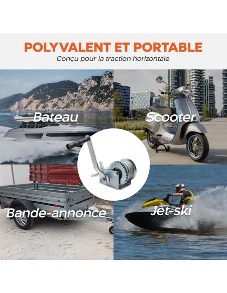 Cabrestante Manual hasta 360kg 800lb, Winche con Gancho para Remolque