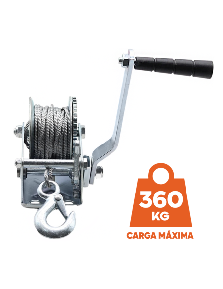 Cabrestante Manual hasta 360kg 800lb, Winche con Gancho para Remolque