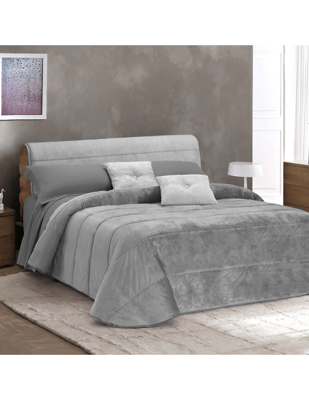 Edredón Matrimonial de Terciopelo Doble Cara en Color Sólido con Cubret cabezal