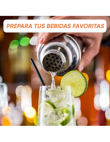 Set de Cócteles 8 Piezas Shaker Acero 750ml Kit...