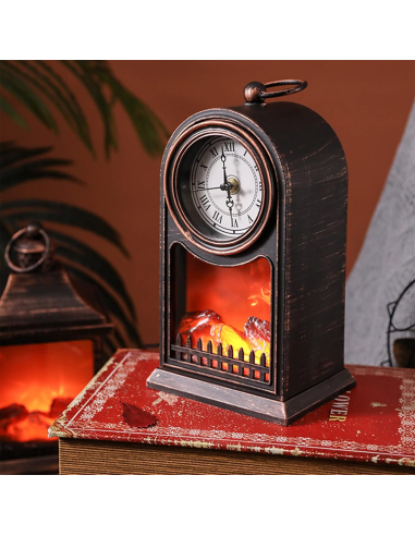 Reloj Decorativo de Mesa Vintage con Chimenea a...