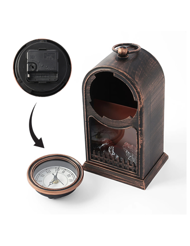 Reloj Decorativo de Mesa Vintage con Chimenea a...