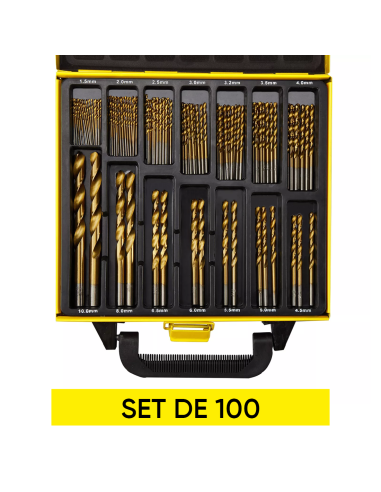Set Brocas Taladro 100 piezas Acero Antióxido...