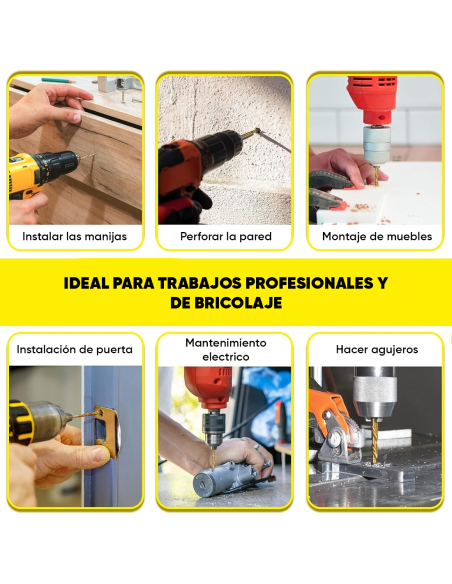 Set Brocas Taladro 100 piezas Acero Antióxido 1,5-10mm con Maletín