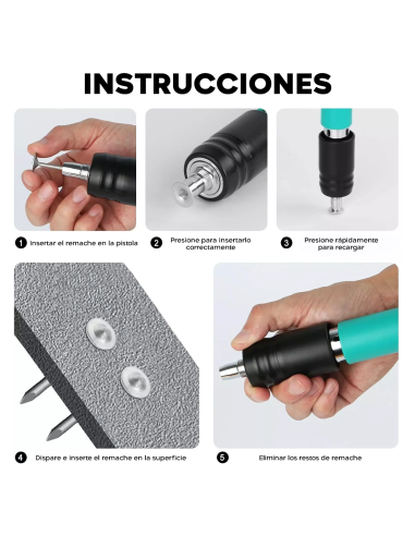 Pistola Clavadora y Remachadora Manual de Acero...