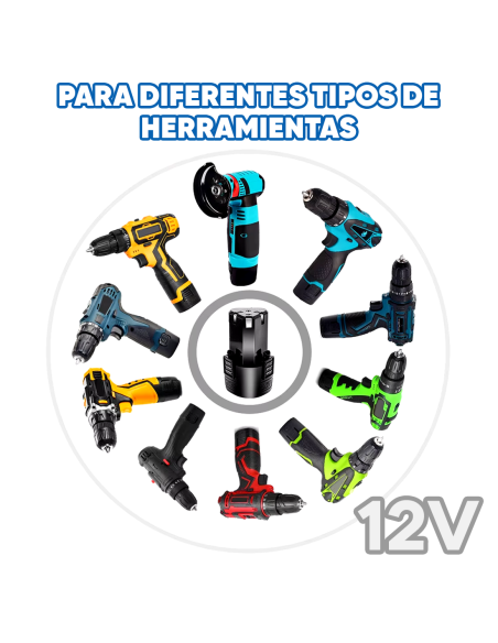 Batería de litio 12V recargable para taladro y herramientas
