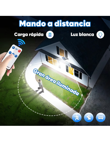 Mini farol solar con 3 paneles integrados y 216...