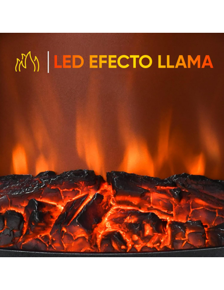 Chimenea Decorativa Redonda Moderna con LED Efecto Llama a Batería
