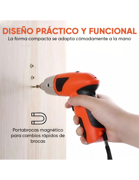 Mini Taladro Atornillador 3.6V Batería Recargable Kit 45 Accesorios y Maletín