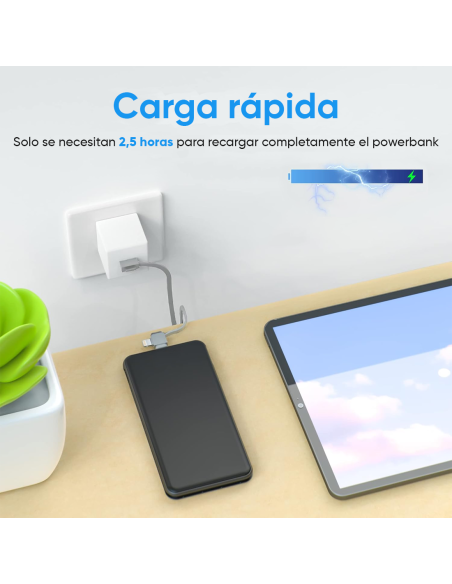 Powerbank 20000mAh Cargador Portátil Rápido con 4 Puertos USB