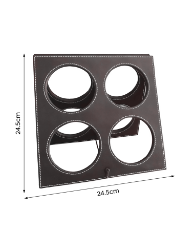 Portabotellas de vino en eco cuero para 4...