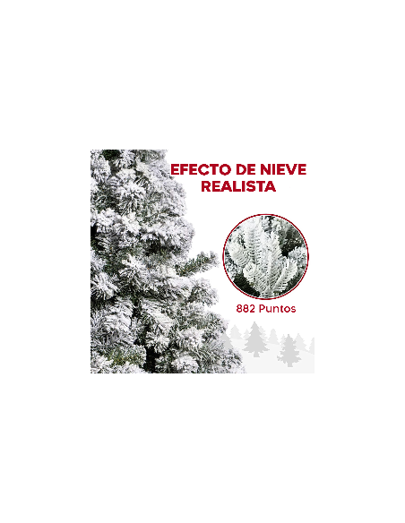 Árbol de Navidad MONTEROSA Nevado 210H 882 Ramas Efecto Nieve Base de Metal