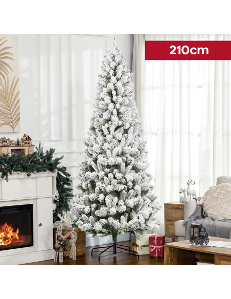 Árbol de Navidad MONTEROSA Nevado 210H 882 Ramas Efecto Nieve Base de Metal