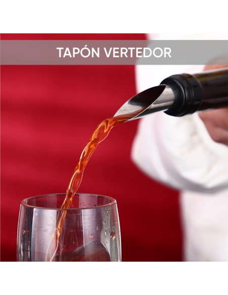 Portabotellas de vino en eco cuero para 4 botellas con accesorios para abrir