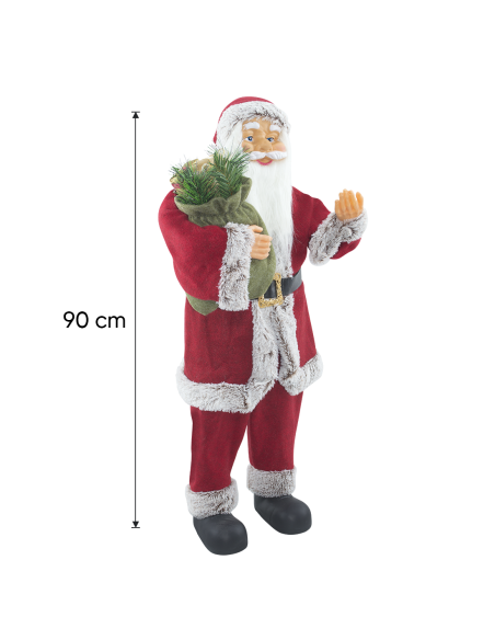 Papá Noel 144410 Rojo y Gris Adorno Navideño Decoración de 90 cm de Altura