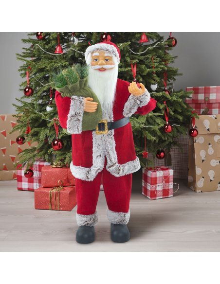 Papá Noel 144410 Rojo y Gris Adorno Navideño Decoración de 90 cm de Altura