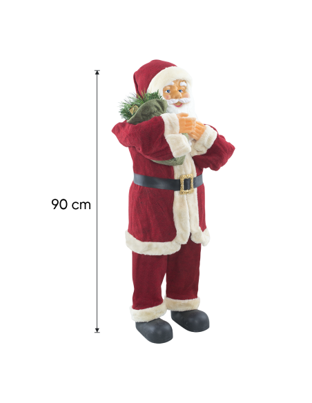 Papá Noel Traje Rojo y Crema 144411 - Adorno Navideño Decoración de 90H cm