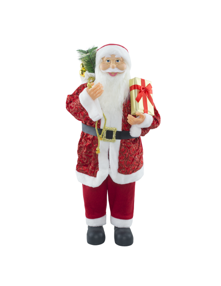 Papá Noel con Traje Rojo y Glitter 144416 Adorno Navideño Decoración 90H cm