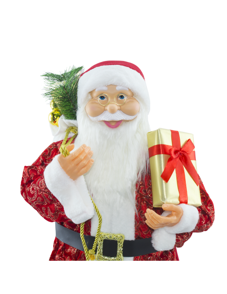 Papá Noel con Traje Rojo y Glitter 144416 Adorno Navideño Decoración 90H cm