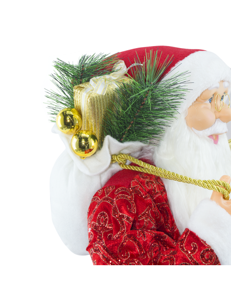 Papá Noel con Traje Rojo y Glitter 144416 Adorno Navideño Decoración 90H cm