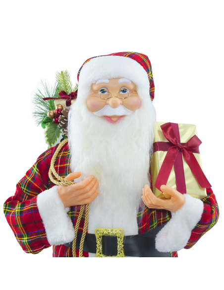 Papá Noel con Traje Escocés 144418 Adorno Navideño Decoración de 90H cm