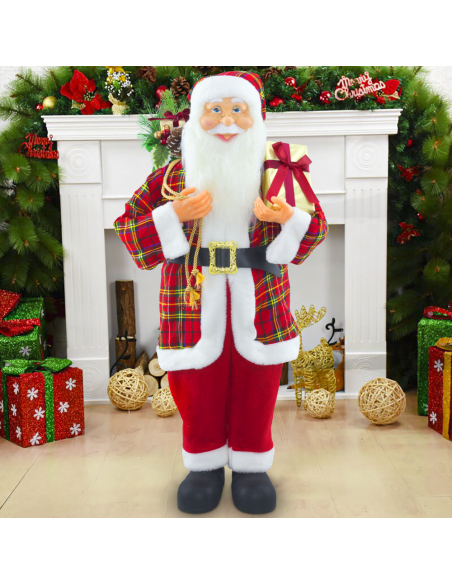 Papá Noel con Traje Escocés 144418 Adorno Navideño Decoración de 90H cm