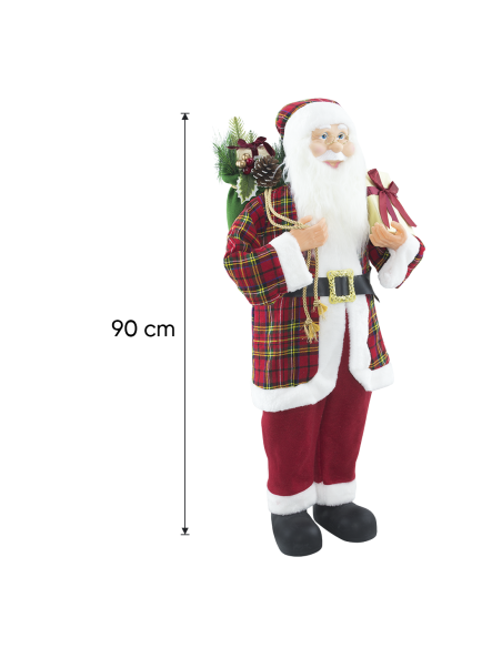 Papá Noel con Traje Escocés 144418 Adorno Navideño Decoración de 90H cm