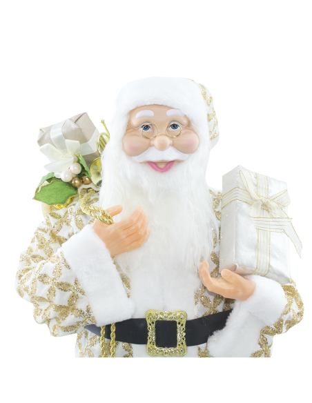 Papá Noel con Traje Crema y Glitter 144494 Adorno Navideño Decoración de 90H cm