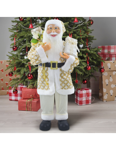 Papá Noel con Traje Crema y Glitter 144494 Adorno Navideño Decoración de 90H cm