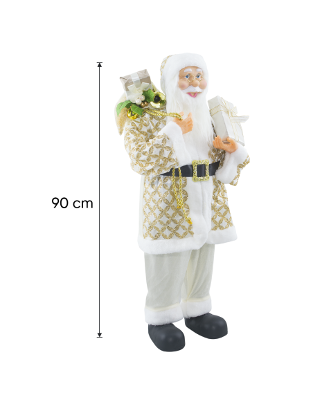Papá Noel con Traje Crema y Glitter 144494 Adorno Navideño Decoración de 90H cm