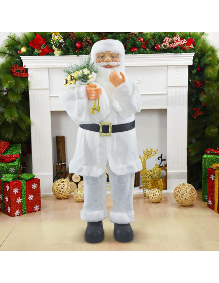 Papá Noel con Traje Blanco 144506 Adorno Navideño Decoración de 90H cm