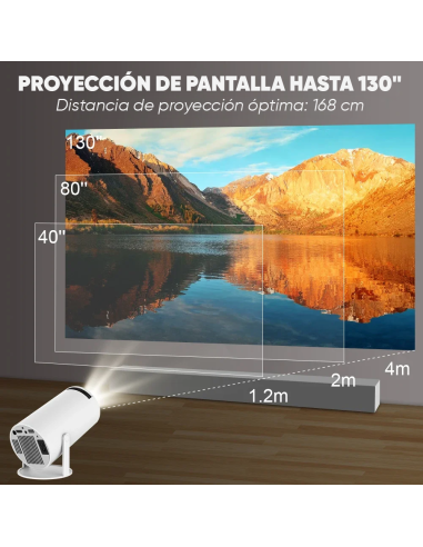 Proyector 4K Ultra HD Portátil Wi-Fi Rotación...