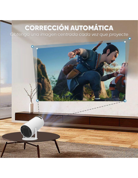 Proyector 4K Ultra HD Portátil Wi-Fi Rotación de 180° con Altavoces Hi-Fi