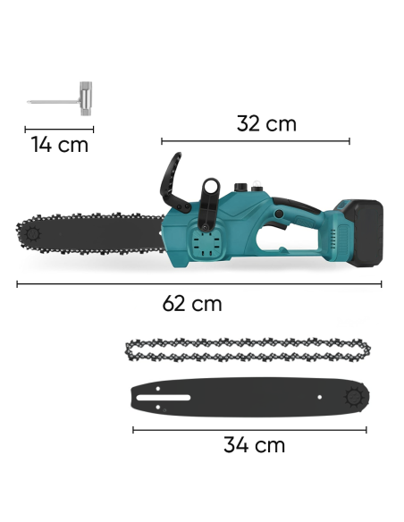 Motosegadora a Batería 3980W 12 Pulgadas Doble Batería 21V con Estuche