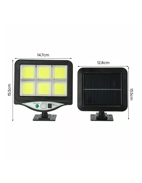 Mini Faro con Panel Solar de 128 LED con Sensor de Movimiento y Control Remoto